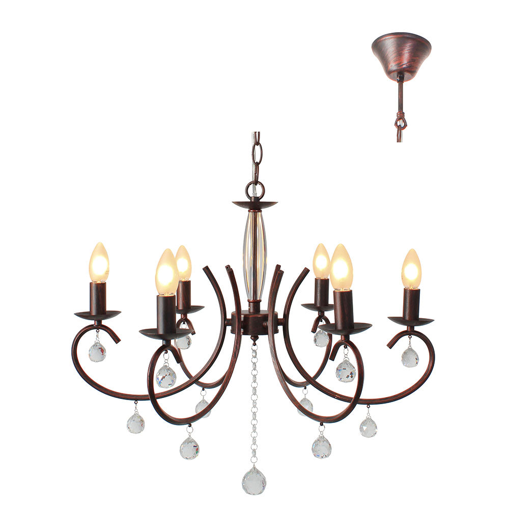 Eurolux CH36CH Chandelier 6 Light Crystal/Chrome – view 2
