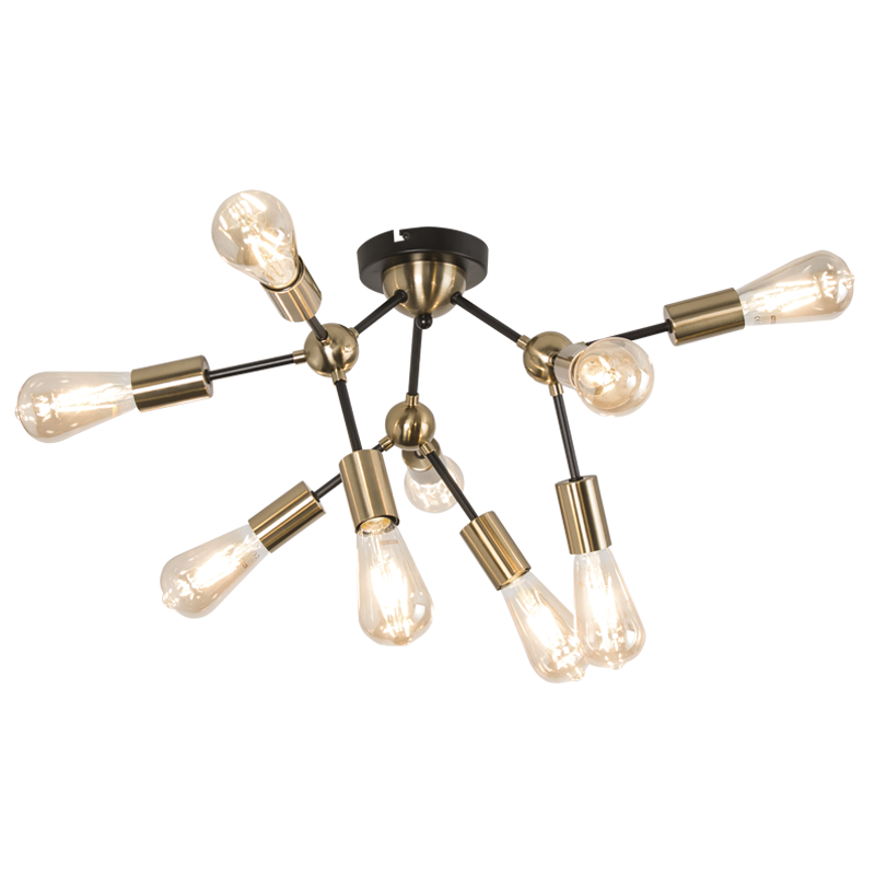 Bright Star CF434/9 Antique Brass And Matt Black Metal Ceiling Fitting – main view