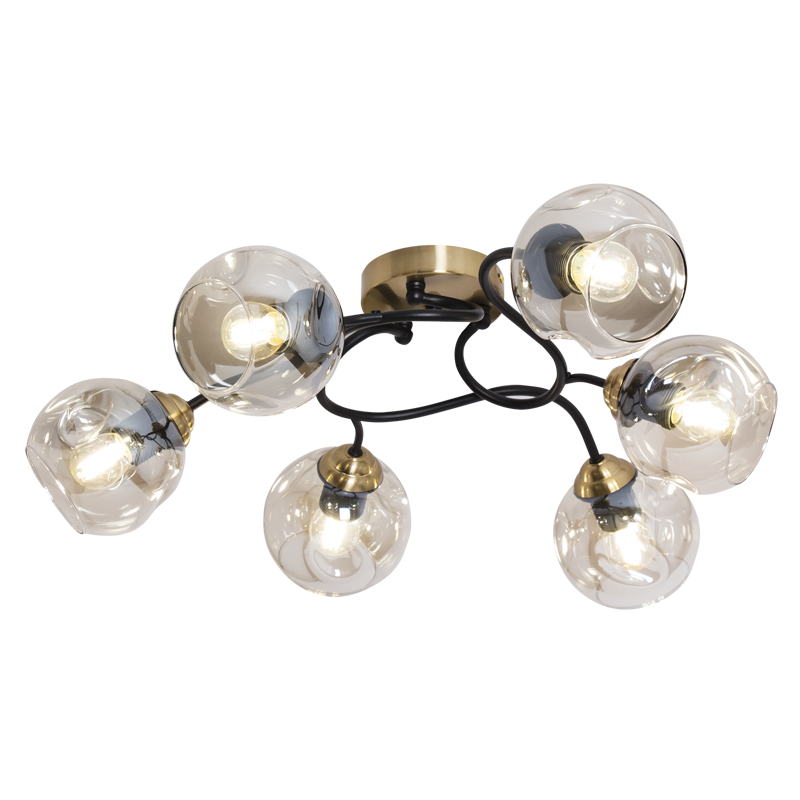 Bright Star CF435/6 Antique Brass And Matt Black Metal Ceiling Fitting – main view