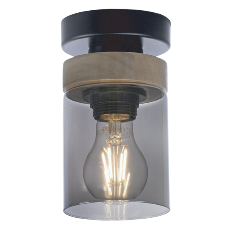Bright Star CF436 Black Metal and Ceiling Fitting with Smoke Colour – main view