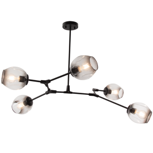 Bright Star CH264/5 5-Light Black & Smoke Glass Chandelier – main view