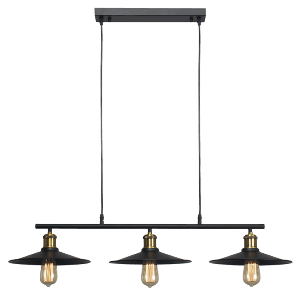 Bright Star CH531/3 3-Light Black Linear Chandelier – main view