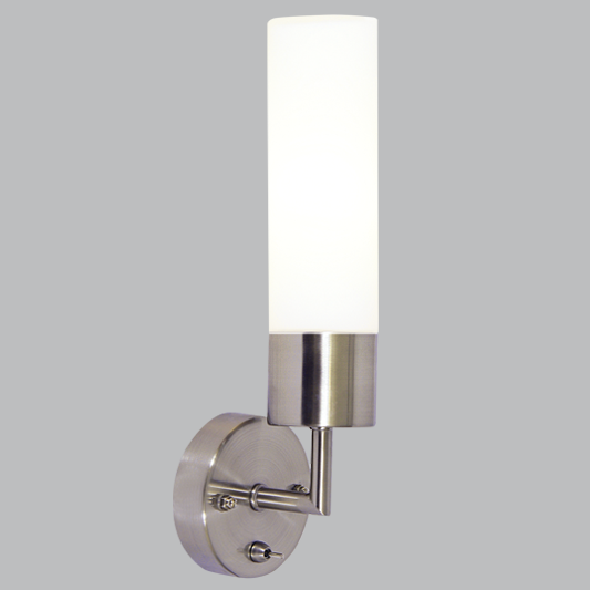 Bright Star ML005 Satin Chrome Wall Bracket with White Glass, IP44 – main view
