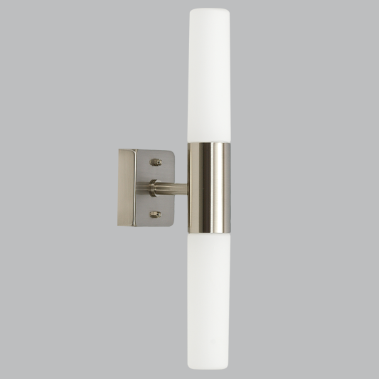 Bright Star ML009 Satin Chrome Wall Bracket with White Glass, IP44 – main view