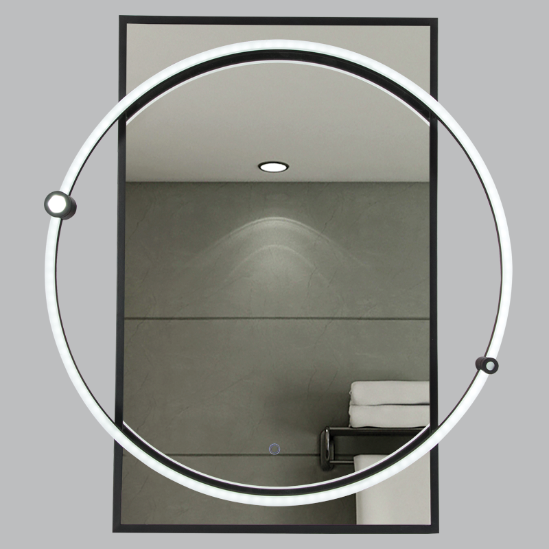 Bright Star ML062 Matt Black Rectangular Mirror with Metal Frame, LED – main view