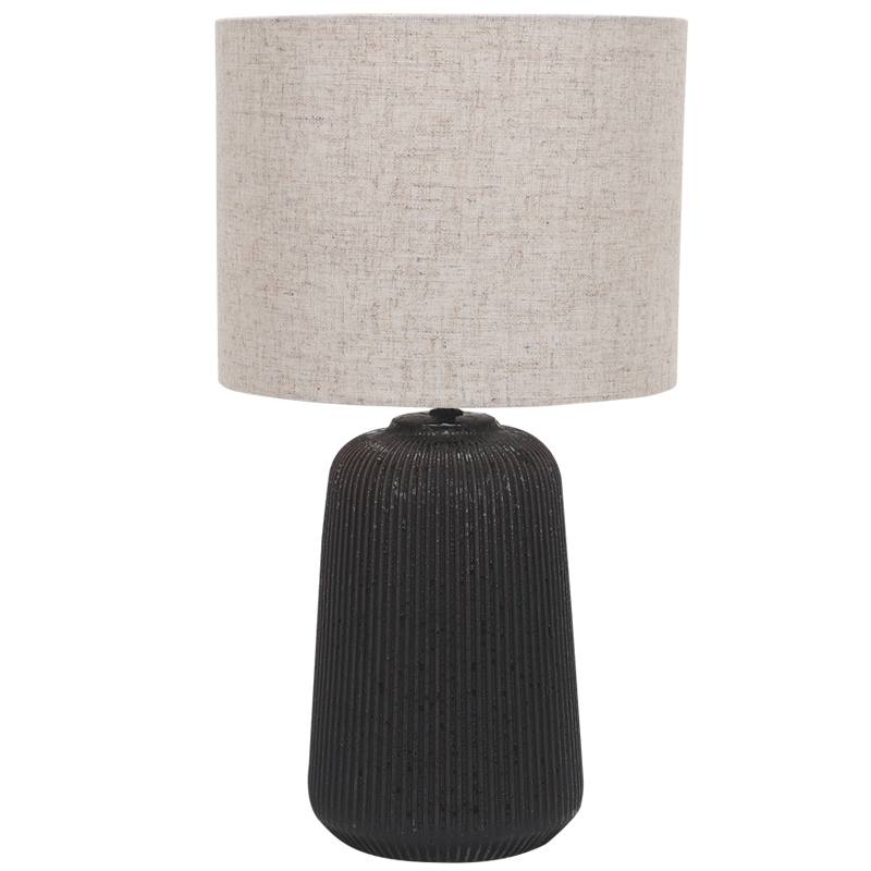 Bright Star TL839 Black Ceramic with Hessian Colour Fabric Shade Floor – main view