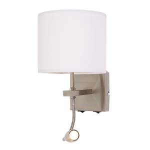 Bright Star WB032/2 Satin Chrome Fitting with White Shade Ceiling – main view