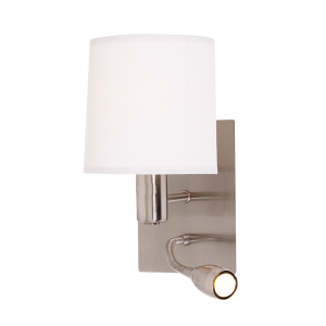 Bright Star WB033/2 Satin Chrome Fitting with White Shade Ceiling – main view