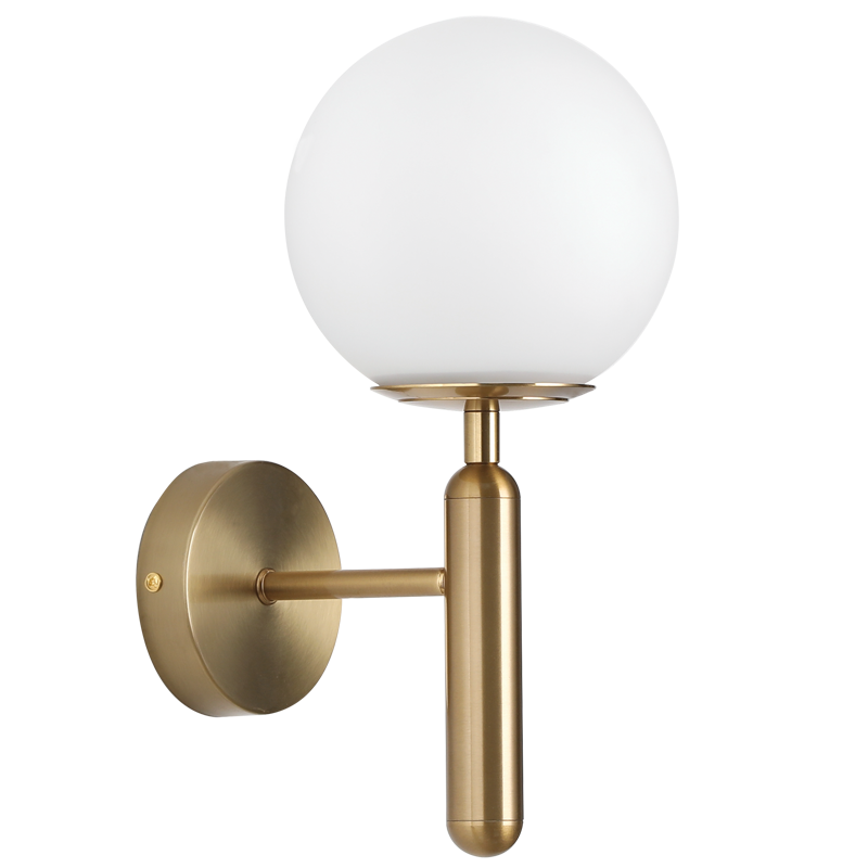 Bright Star WB155/1 Brass Metal and White Glass Wall Bracket – main view