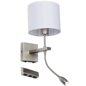 Bright Star WB171/2 Usb Satin Chrome Wall Bracket with White Fabric – main view