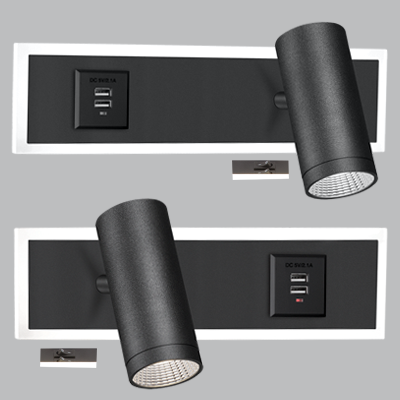 Bright Star WB205 Matt Black Aluminium and Acrylic Bedside Wall – main view
