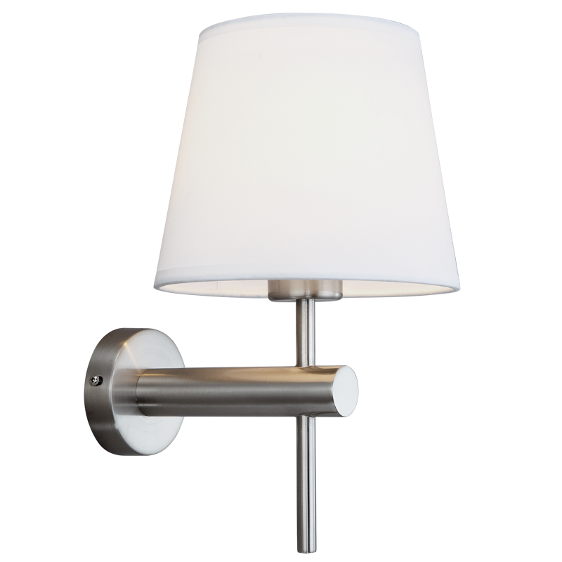 Bright Star WB276 Satin Chrome Wall Bracket with White Fabric Shade – main view