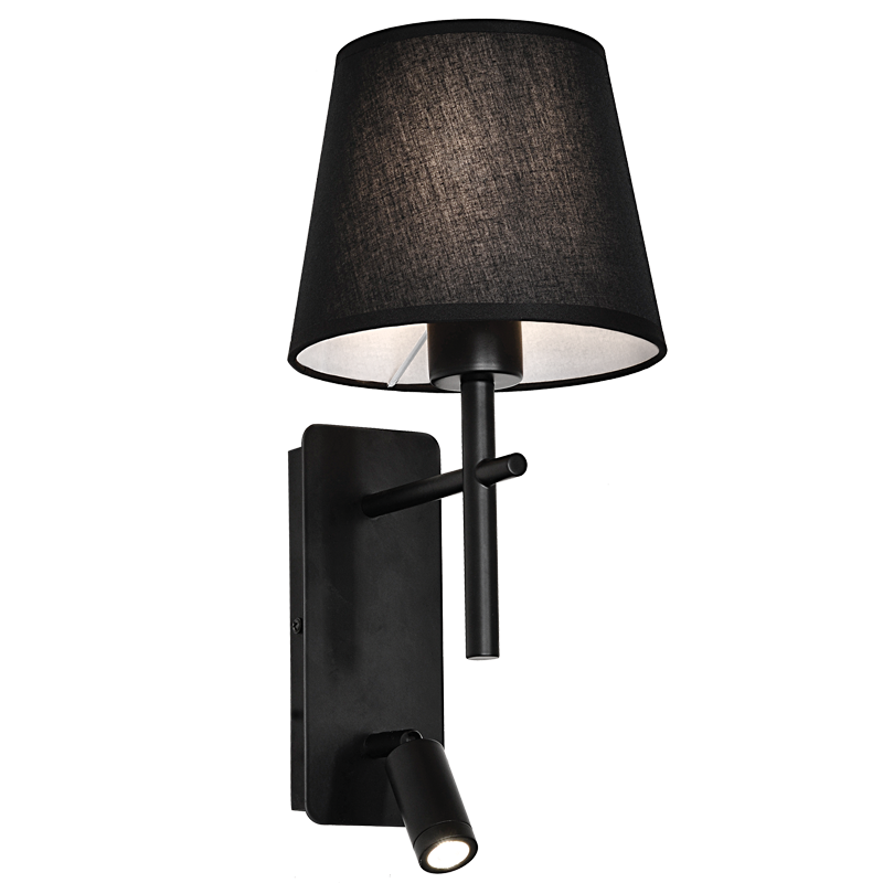 Bright Star WB278 Black Metal Wall Bracket with Fabric Shade and 2 – main view