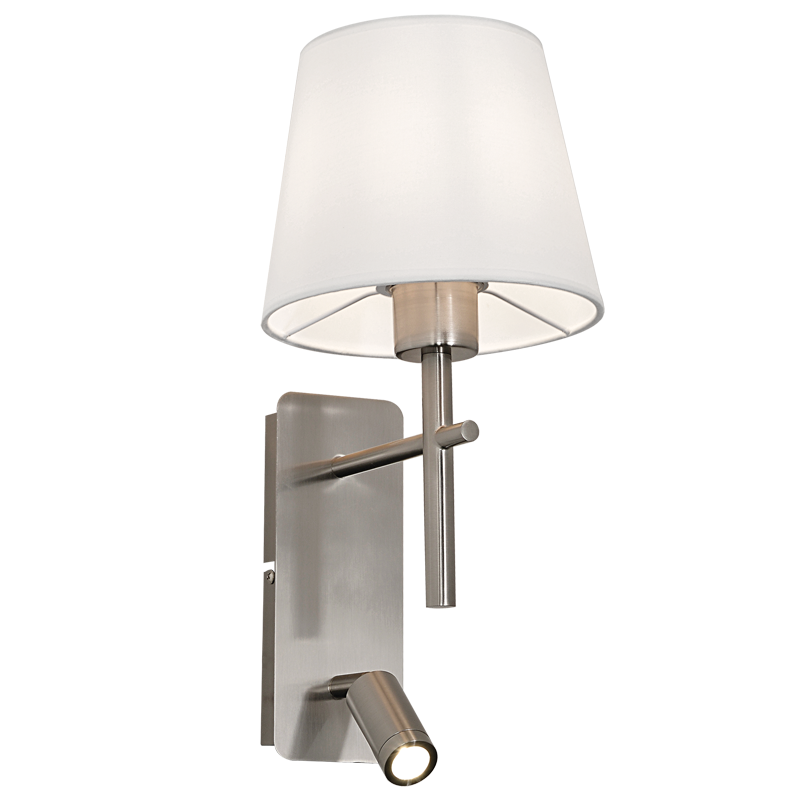 Bright Star WB279 Satin Chrome Wall Bracket with White Fabric Shade – main view