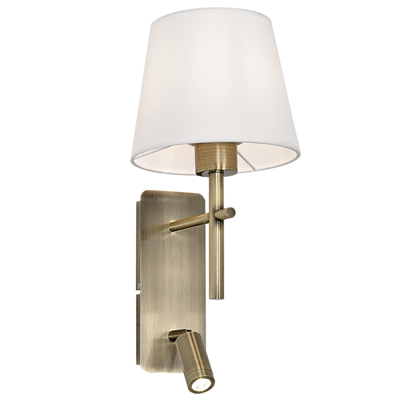 Bright Star WB280 Antique Metal Wall Bracket with White Fabric Shade – main view