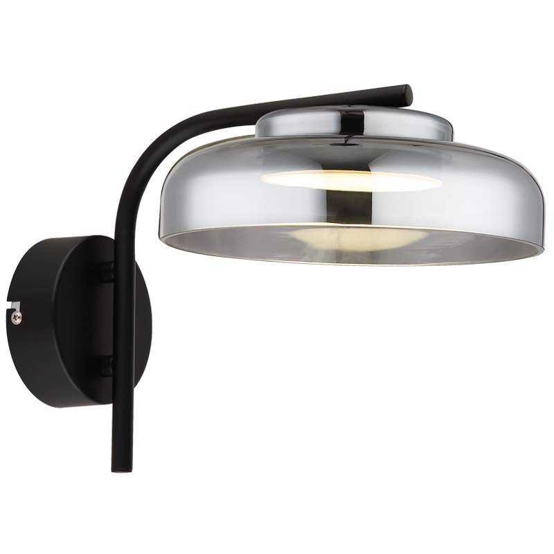 Bright Star WB617 Cool LED, Metal Wall Fitting with Smoke Colour Glass – main view