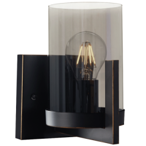 Bright Star WB804/1 Black Gold Metal Wall Bracket with Smoke Colour – main view