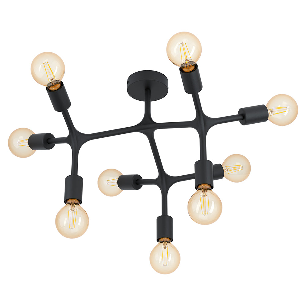 Eglo Bocadella Black Ceiling Light E27 – 9 Lights – 640mm