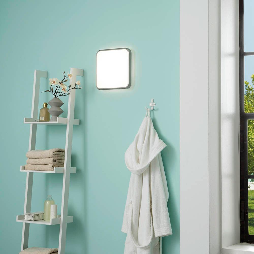 Eglo Manilva Satin Nickel LED Wall & Ceiling Light 16W IP44 – view 2