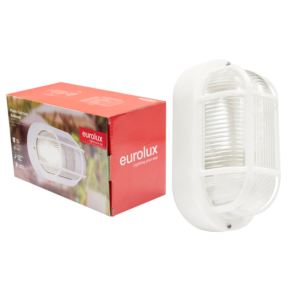 Eurolux B111 Oval Plastic Grid B/Head 205mm 1x60W Outdoor Wall Light – view 2