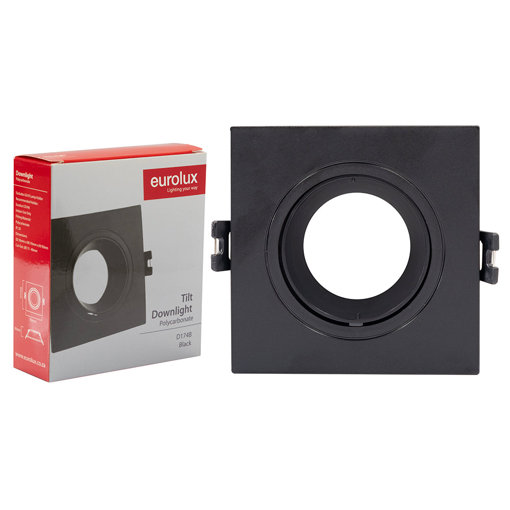 Eurolux D174 Tilt Polycarbonate Square Anti-glare Downlight 93mm – main view