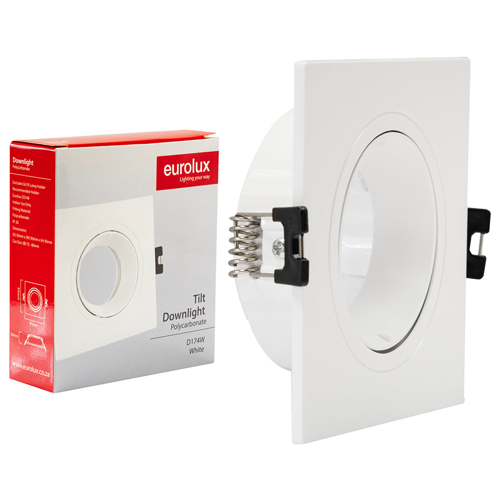 Eurolux D174 Tilt Polycarbonate Square Anti-glare Downlight 93mm – view 2
