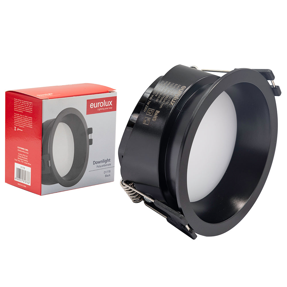 Eurolux D177B Black Anti-Glare GU10 Downlight 82mm IP65 – main view