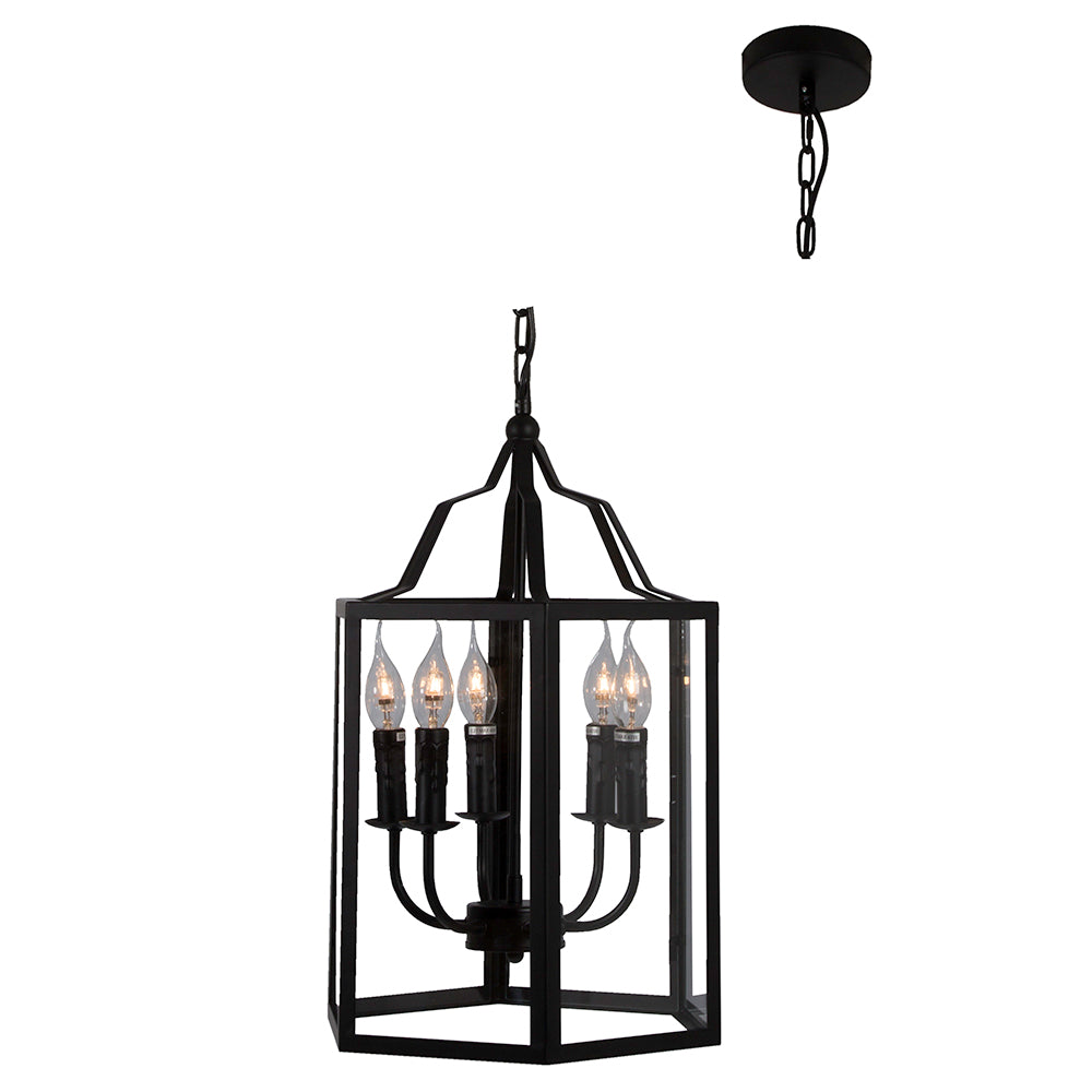 Eurolux O411B Outdoor Hanging Lantern Black (5 x E14 Candle) – main view