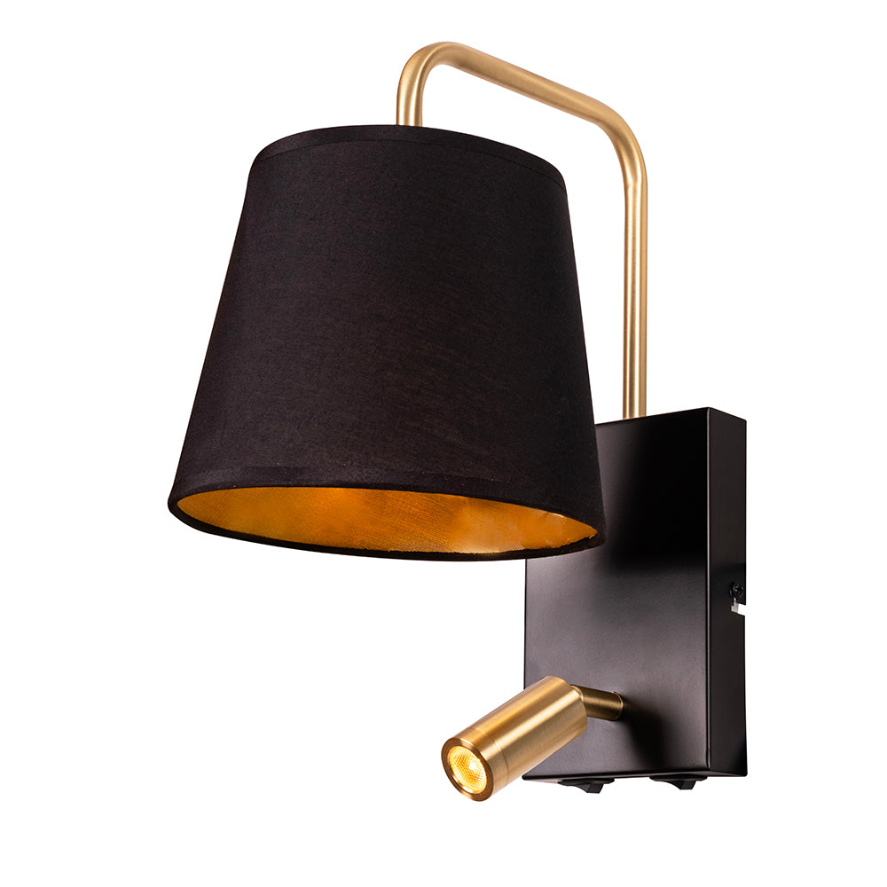 Eurolux W662 Duo Wall Light 2.5W + 1xE14 40W Matt Black/Satin Brass – main view