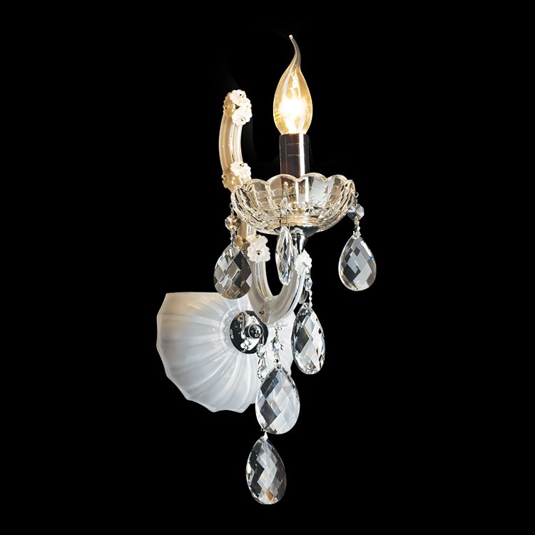 K.Light 1 Arm White Glass and Crystal Wall Light – main view