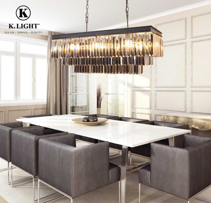 K.Light 5515 Charcoal & Smoke Crystal Rectangular Chandelier – view 2