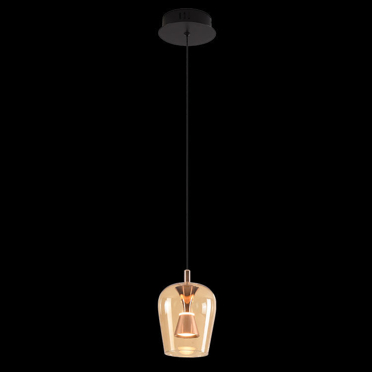 K.Light Amber Glass LED Golden Wizard Glass Pendant – main view