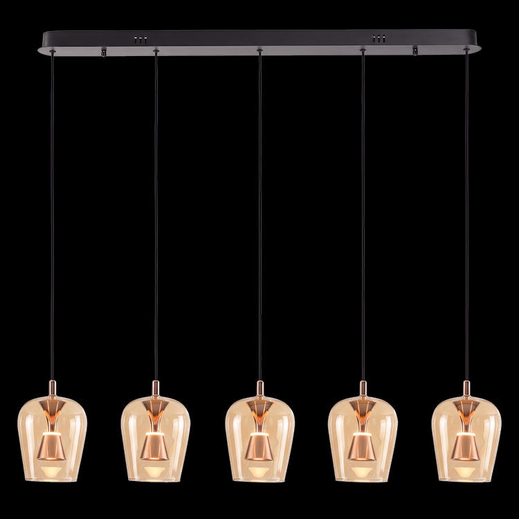 K.Light Amber Glass LED Golden Wizard Glass Pendants on a Bar – main view