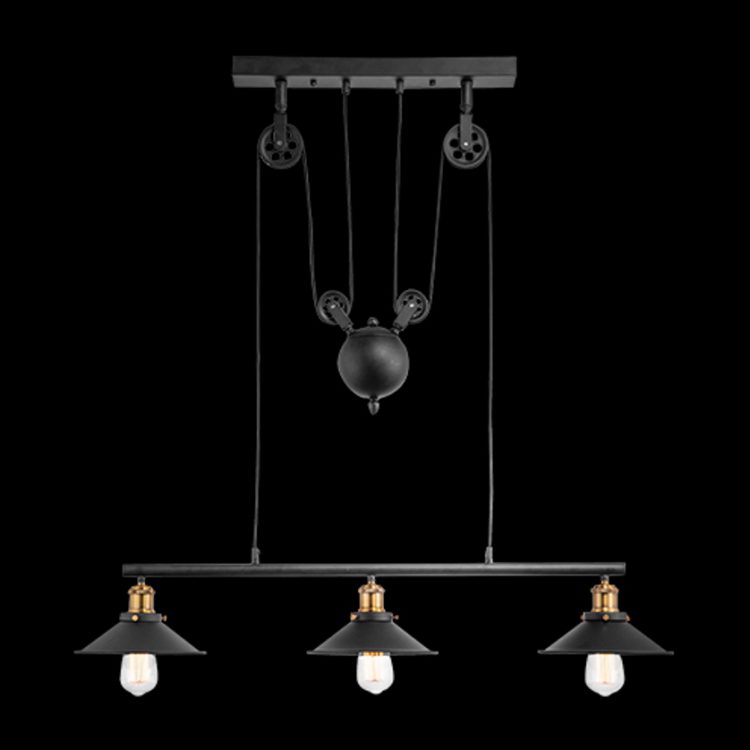 K.Light Black And Antique Brass Adjustable Trio Pendant – main view