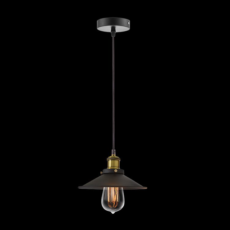 K.Light Black And Antique Brass Flat Single Pendant – main view