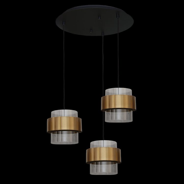 K.Light Black And Antique Brass LED Bonbon Trio on a Plate Pendant – main view