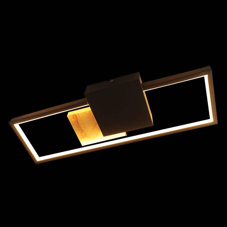 K.Light Black & Light Wood LED Rectangular Yin&Yang Ceiling Fitting – main view