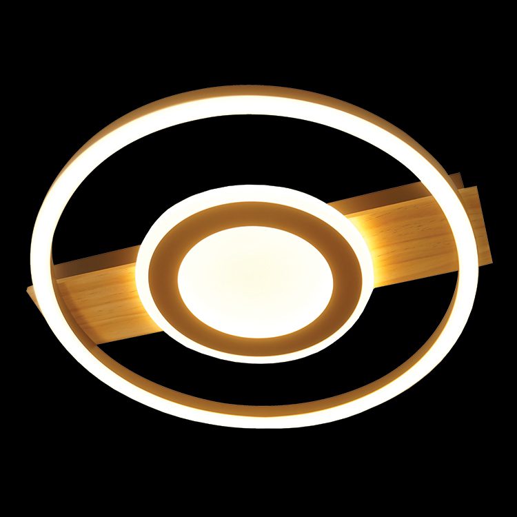 K.Light Black & Light Wood LED Sun Ceiling Fitting – main view