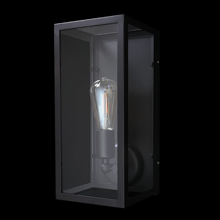 K.Light Black With Clear Glass Rustic Rectangular Wall Light – main view