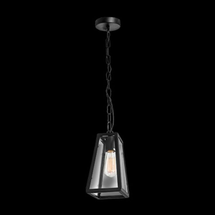 K.Light Black With Clear Glasses Small Square Rustic Lantern – main view