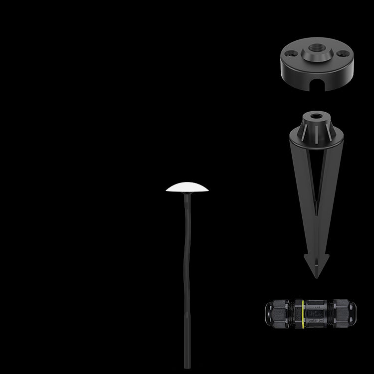 K.Light Black With Opal White LED Mushroom 44cm Spike – main view