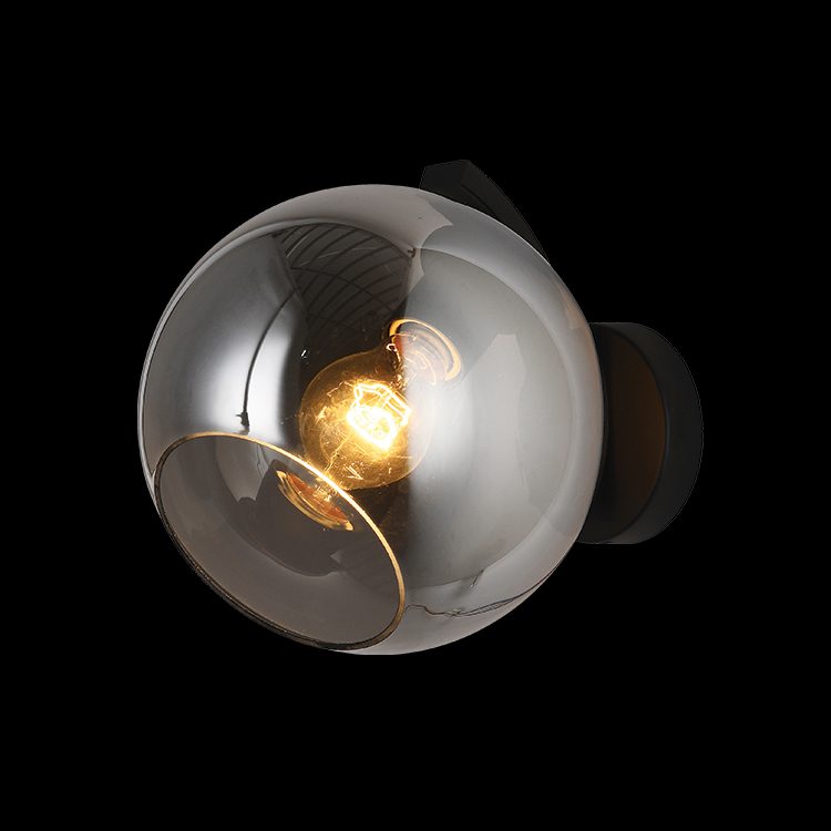 K.Light Black With Smoke Glass Bubble Glass Wall Light – main view