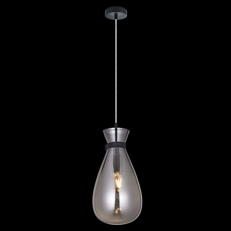K.Light Black With Smoke Glass Pouch Glass Pendant, Smoke – main view