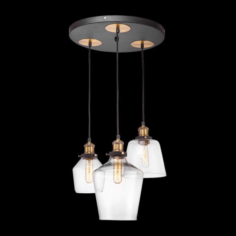 K.Light Brass Finish Antique Glass Cluster Pendant – main view