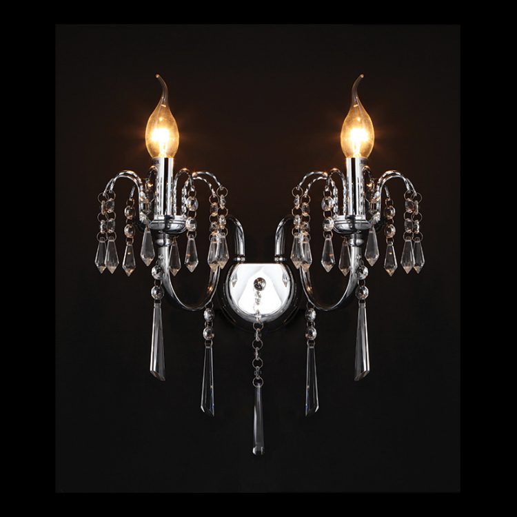 K.Light Chrome 1 Arm Elegant Crystal Wall Light – view 2