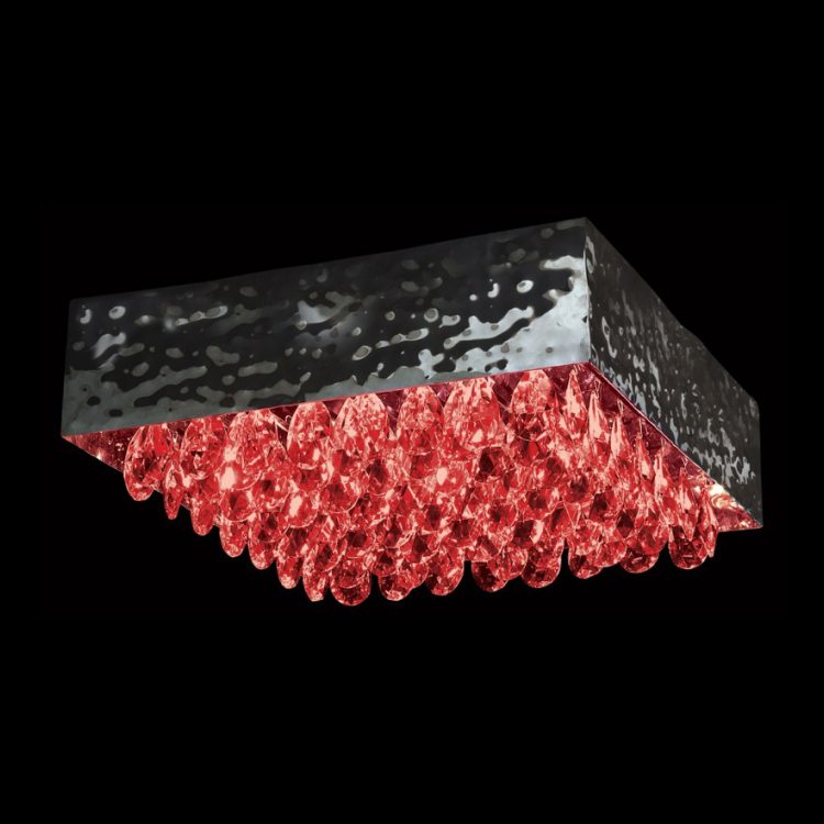 K.Light Chrome Magma Red Crystals Ceiling Fitting – main view