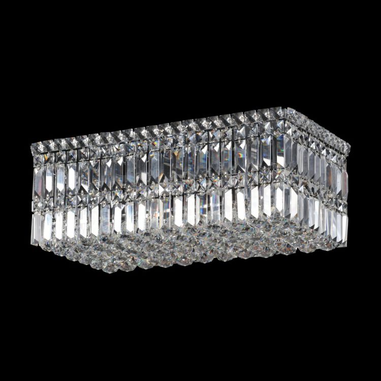 K.Light Chrome Small Rectangular K9 Crystal Ceiling Fitting – main view