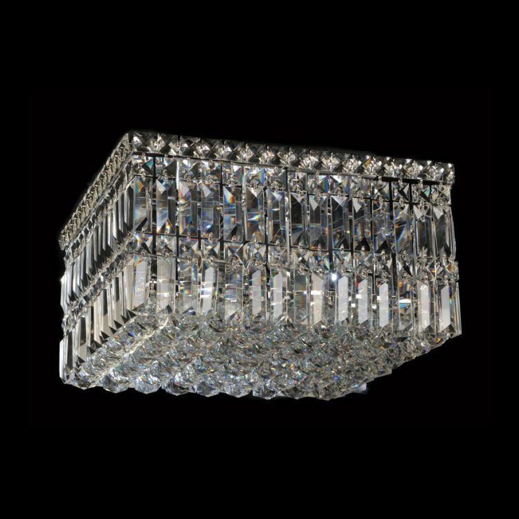 K.Light Chrome Small Square K9 Crystal Ceiling Fitting – main view