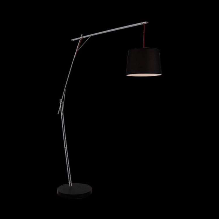 K.Light Dark Wood Base Cantilever Floor Lamp with Foot Switch Black – main view