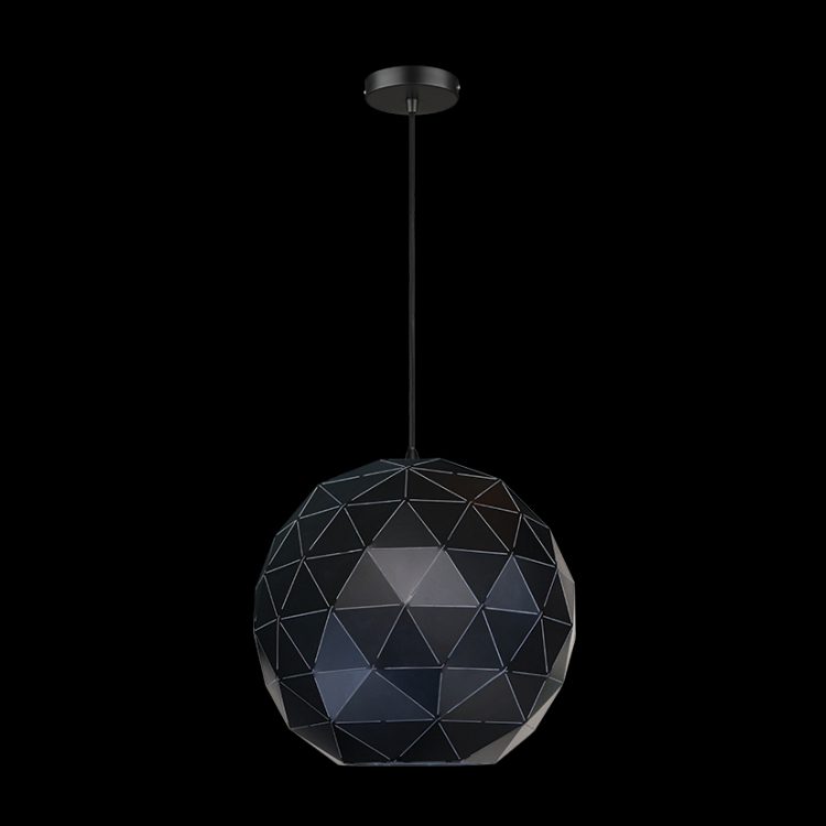 K.Light Large Laser Cut Metal Ball Pendant, Matt Black – main view